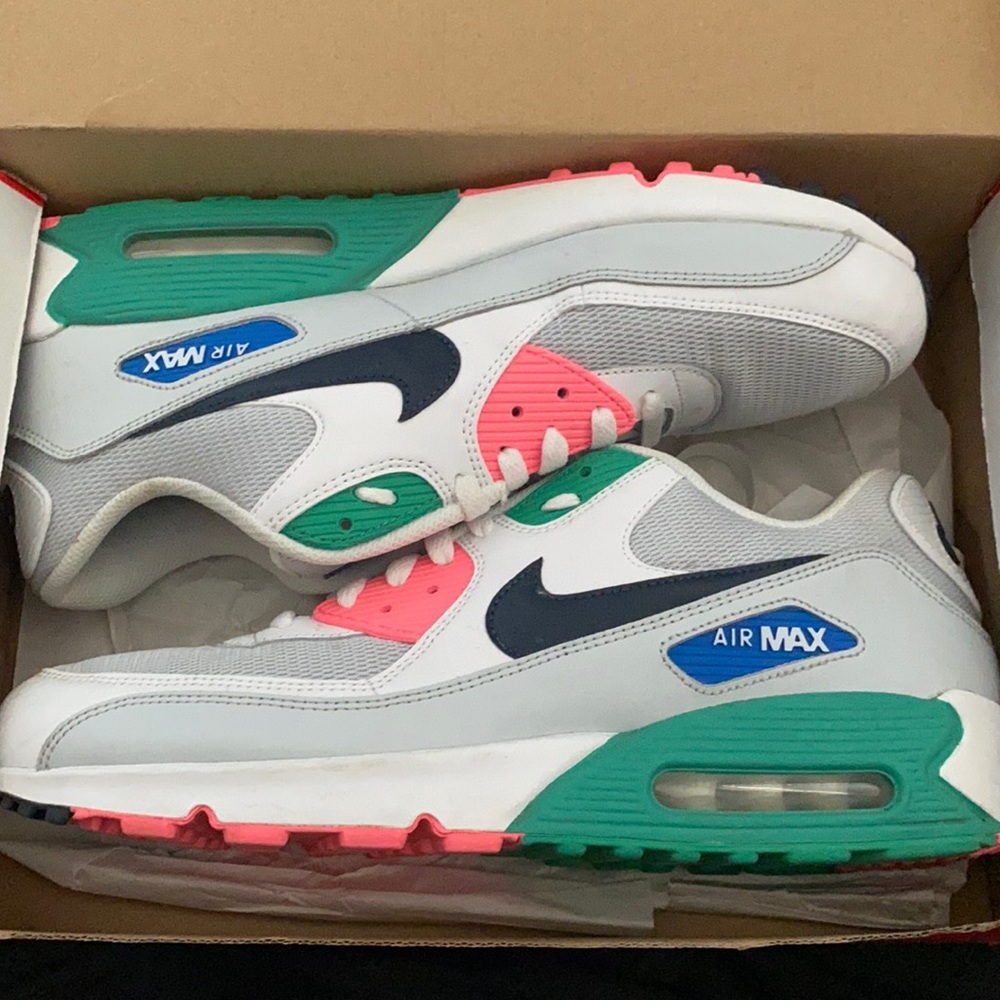Nike air max 90 white with pink and green trim size 13